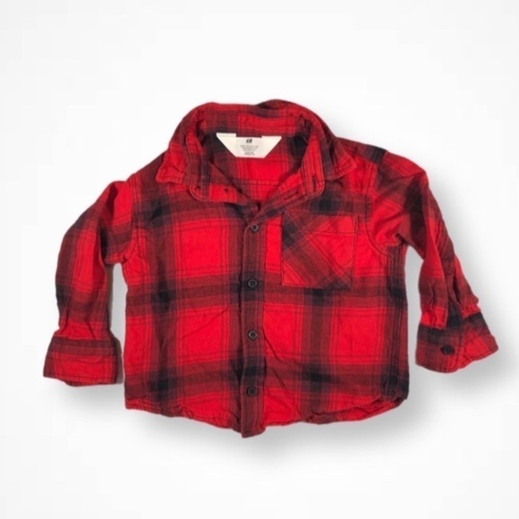4/$20 H&M Red Plaid Long Sleeve Shirt - Picture 1 of 4